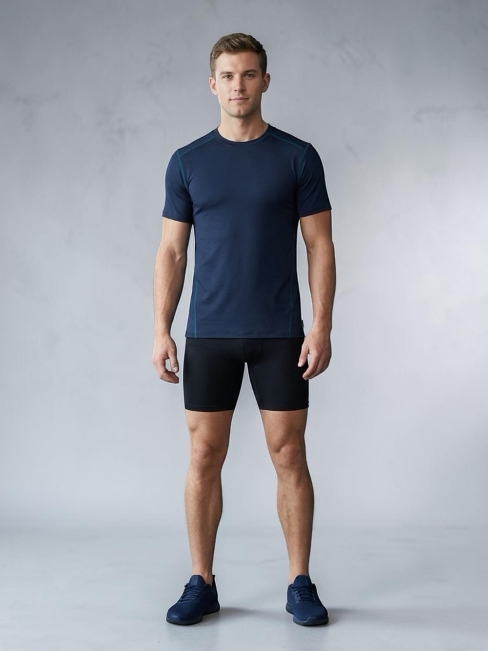 Vintage Alo Yoga CoolFit Short Sleeve Athletic Tee Navy Blue Men's L (Fits S)